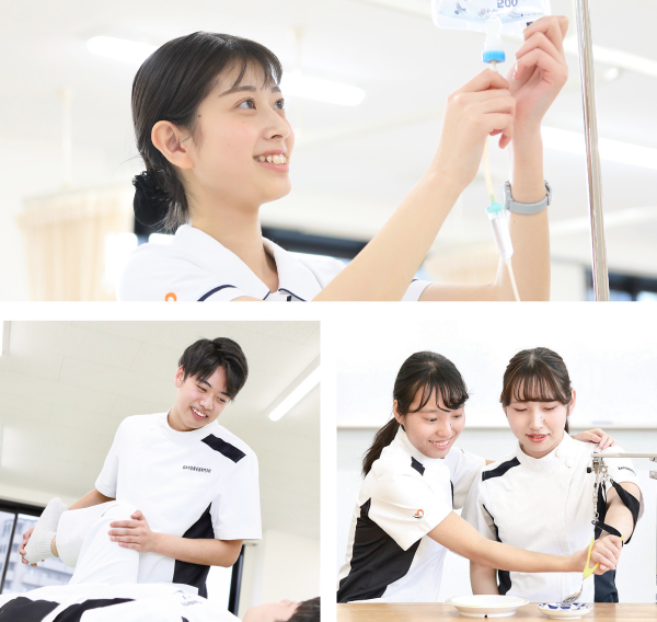 看護学科、理学療法士学科、作業療法士学科